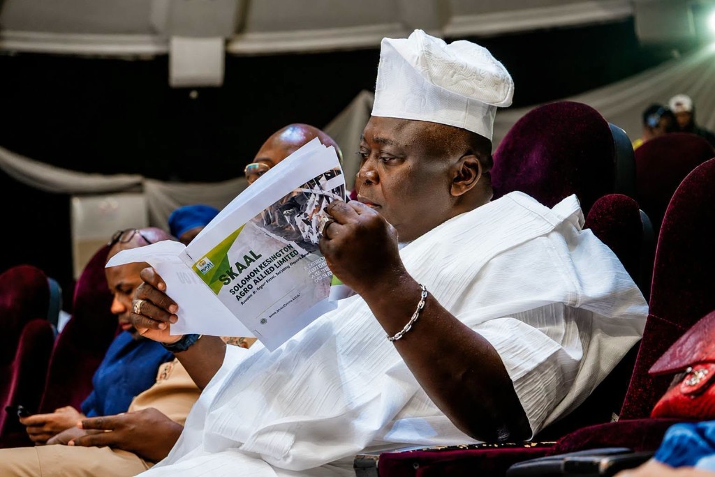 Hon. Ladi Adebutu reviewing the SKAAL agro-allied programme brief