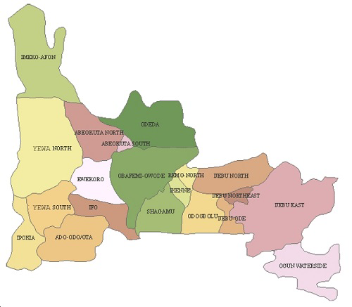 Map of Ogun State local government areas